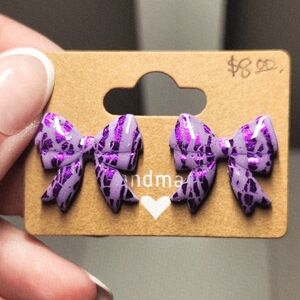Purple Bow Kids Hair Clips